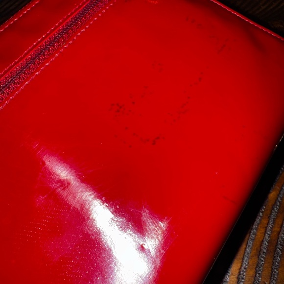 CHANEL CC Logo Patent Leather Zip Around Long Wallet Red vintage converted - Picture 16 of 16